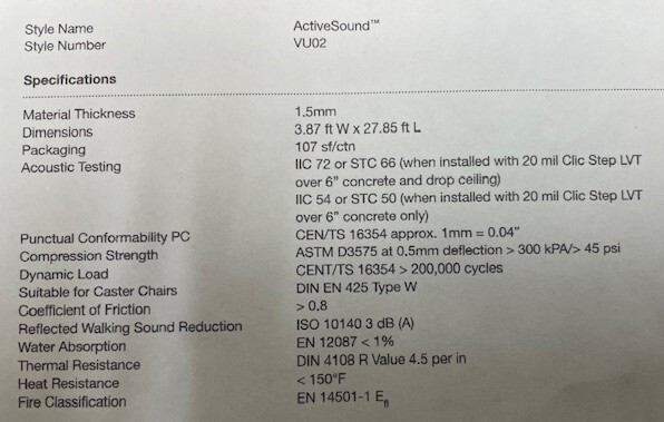 ActiveSound Accoustical Underlayment for floating Luxury Vinyl Tile, 100 S/F gallery