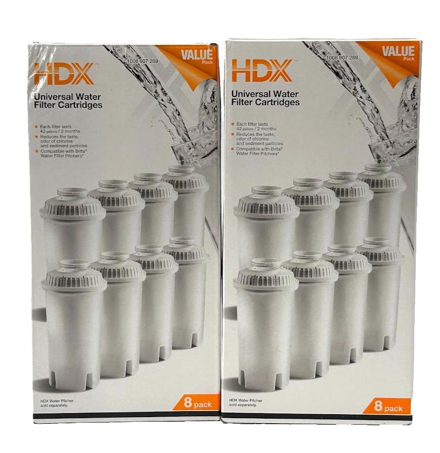 2 boxes of 8 HDX Water Pitcher Replacement Water Filter Cartridges, BPA Free gallery