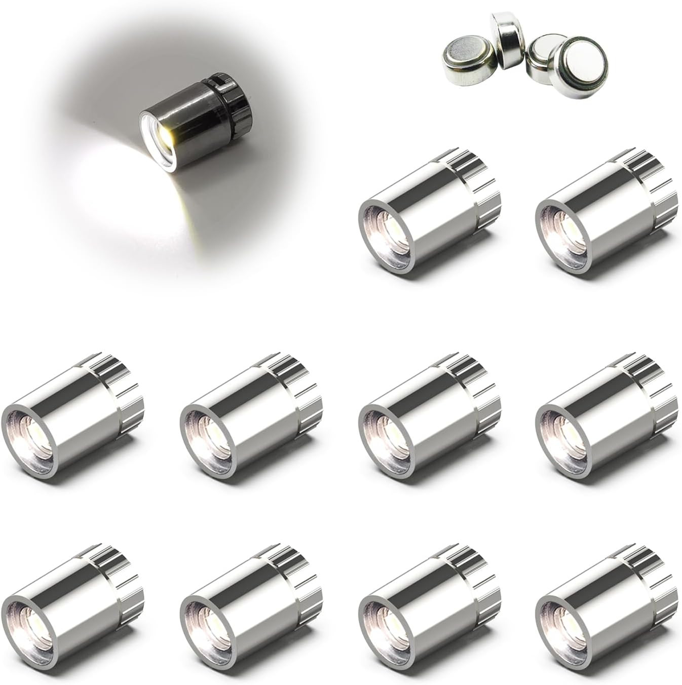 10 Pack Small Spotlight Battery Operated LED Lights Cool White gallery