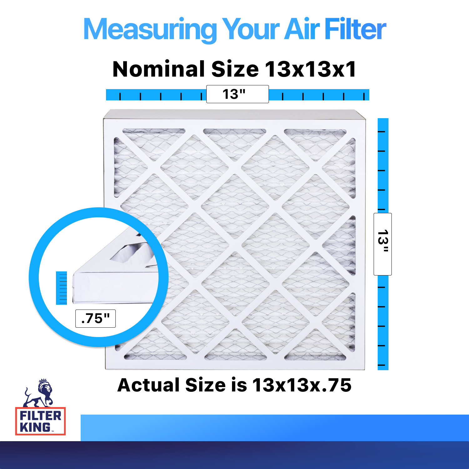 Filter King 13x13x1 Air Filter 4-PACK MERV 8 Actual Size 13 x 13 x .75" gallery