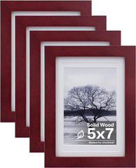 5×7 Picture Frames 4 Pack Covered by Plexiglass for Picture 4×6 with Mat or 5×7