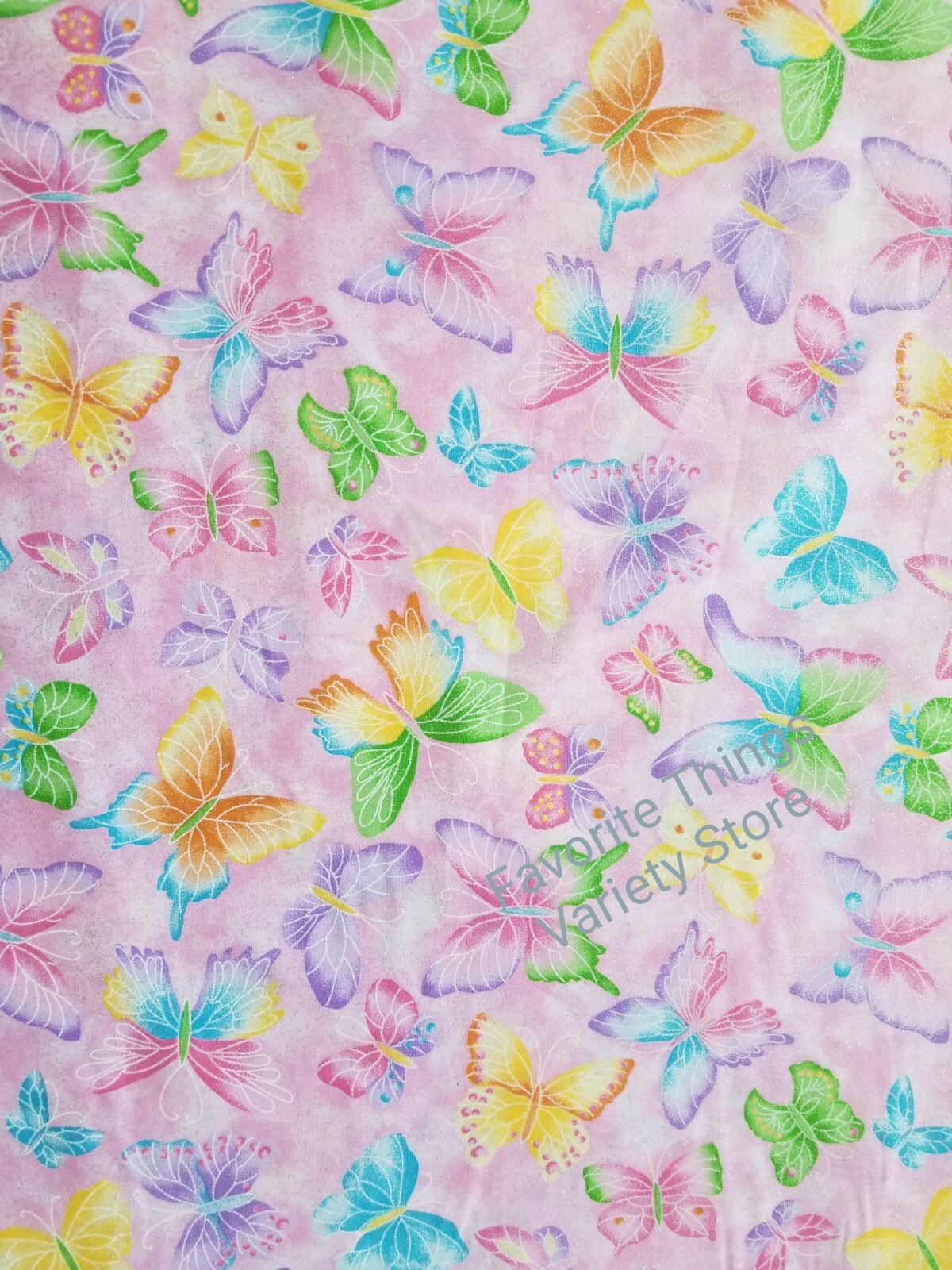 BTY GLITTER BUTTERFLIES NATURE INSECTS NEW COTTON FABRIC. Pretty!! gallery