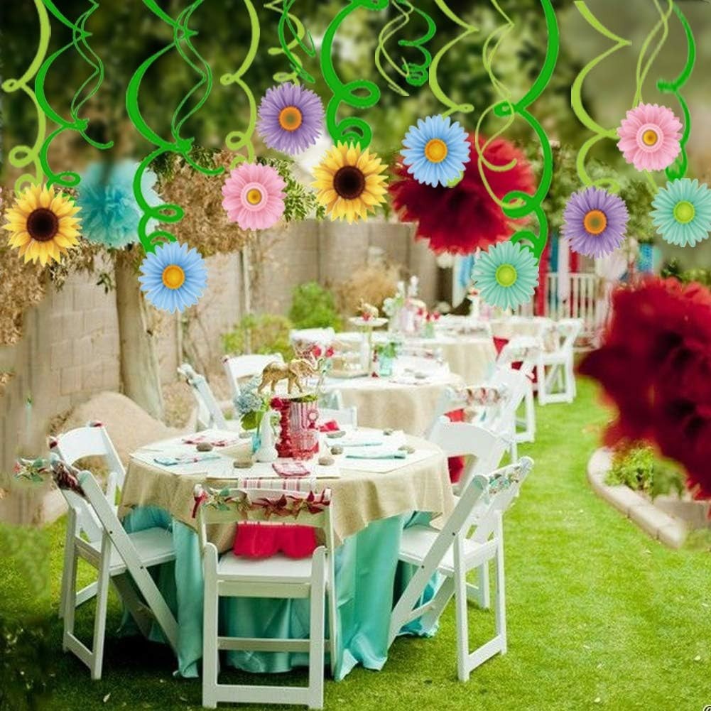 30Ct Summer Spring Sun Flower Hanging Swirl Decorations,Themed Party gallery
