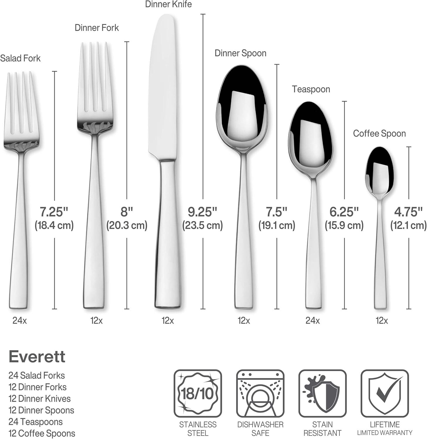 Mikasa EVERETT Flatware Replacement Singles - 18/10 Stainless Steel, HIGH GLOSS gallery