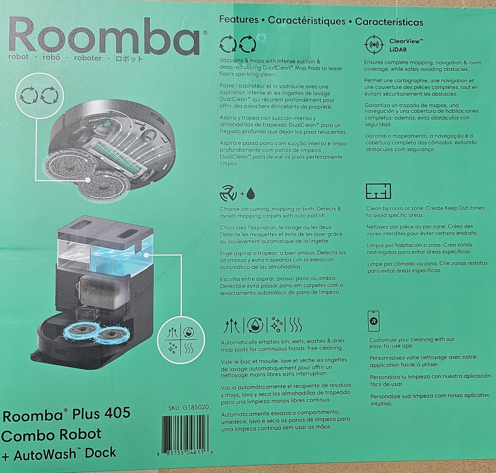 iRobot - Roomba Plus 405 (G185) Combo Robot Vacuum & Mop + AutoWash Dock - Black gallery
