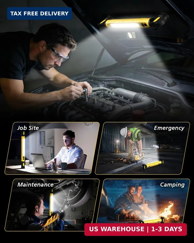Magnetic Work Light, 3000LM LED Light Bar, 5200mAh Rechargeable Magnetic Underho gallery