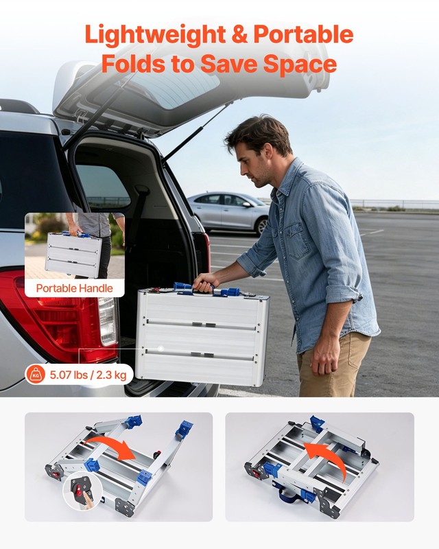 VEVOR Folding Work Platform Adjustable Height 12-16 in 500 lbs Step Stool gallery