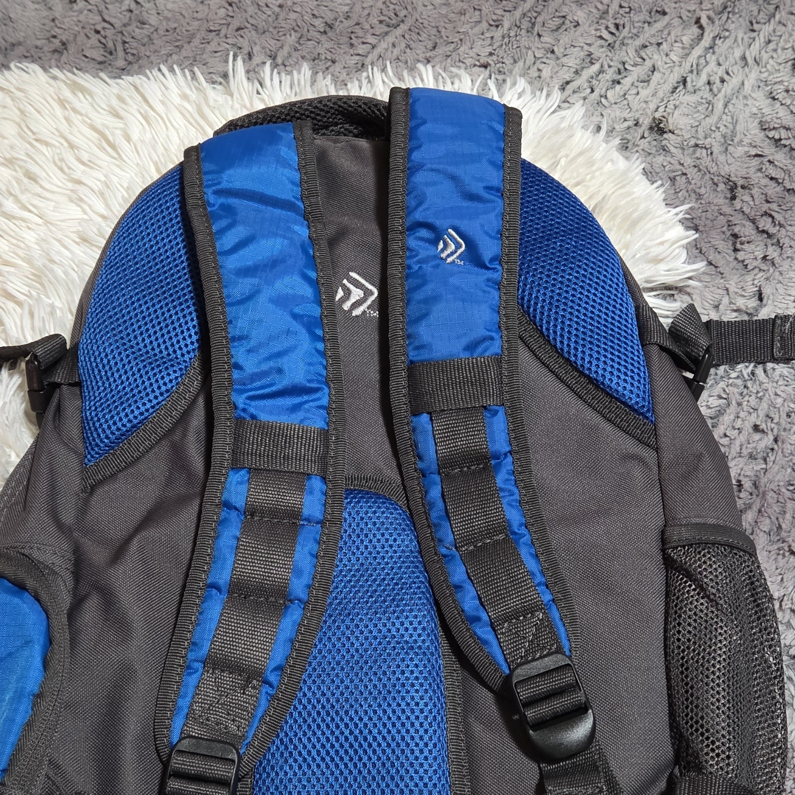 Large Blue/Black Hiking Backpack, Zip Closure, Padded Straps, 6 Pockets 2