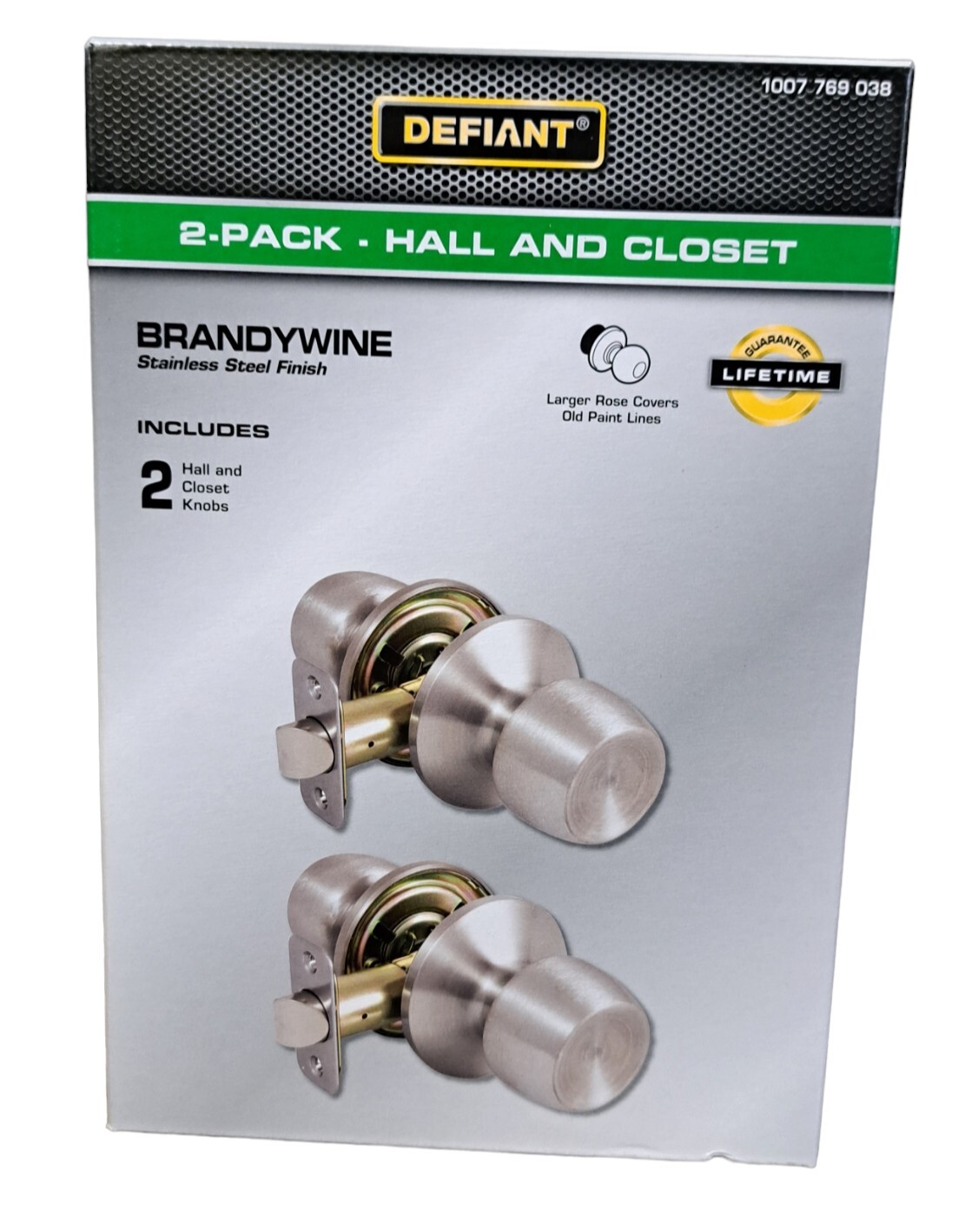 Defiant 2-Pack Hall And Closet Brandywine Knob Set Stainless Steel Finish gallery