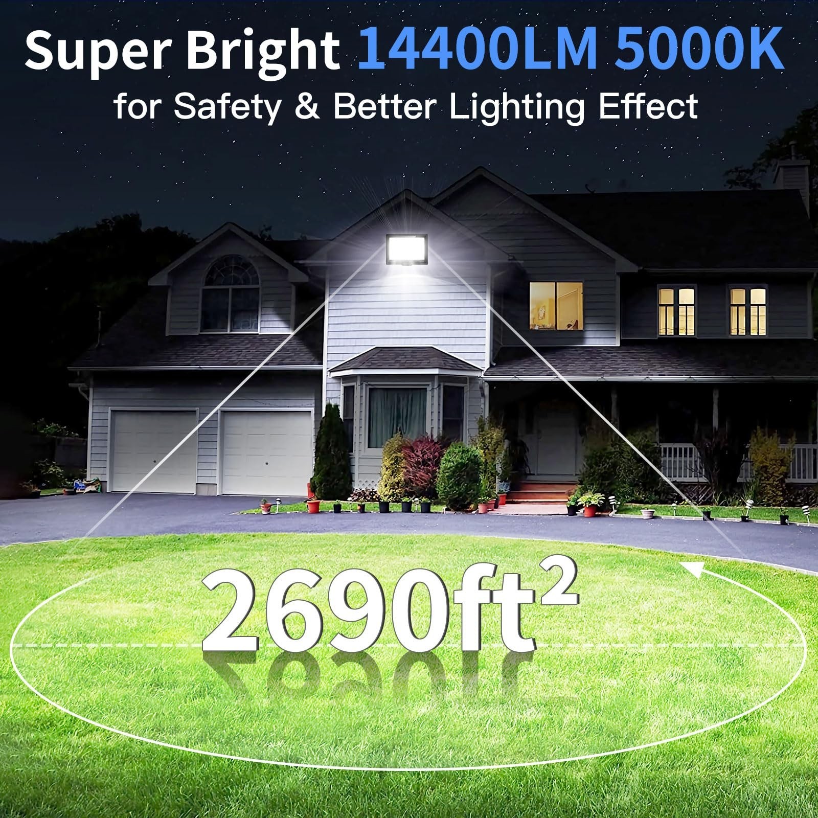 120W LED Flood Light Outdoor with Plug, 14400Lm Super Brighter Security Light... gallery