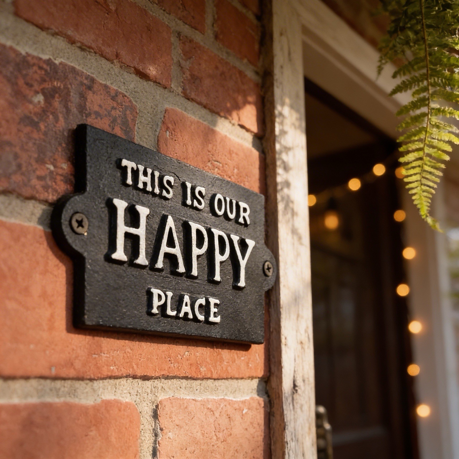 Vintage Rustic Style Cast Iron "This is Our Happy Place" Sign...FREE SHIPPING! gallery