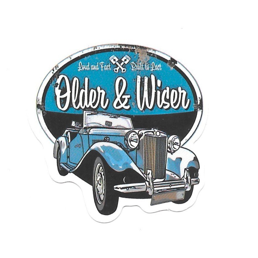 Older and Wiser MG TC Convertible Vinyl Sticker Decal Retro British Classic Car gallery