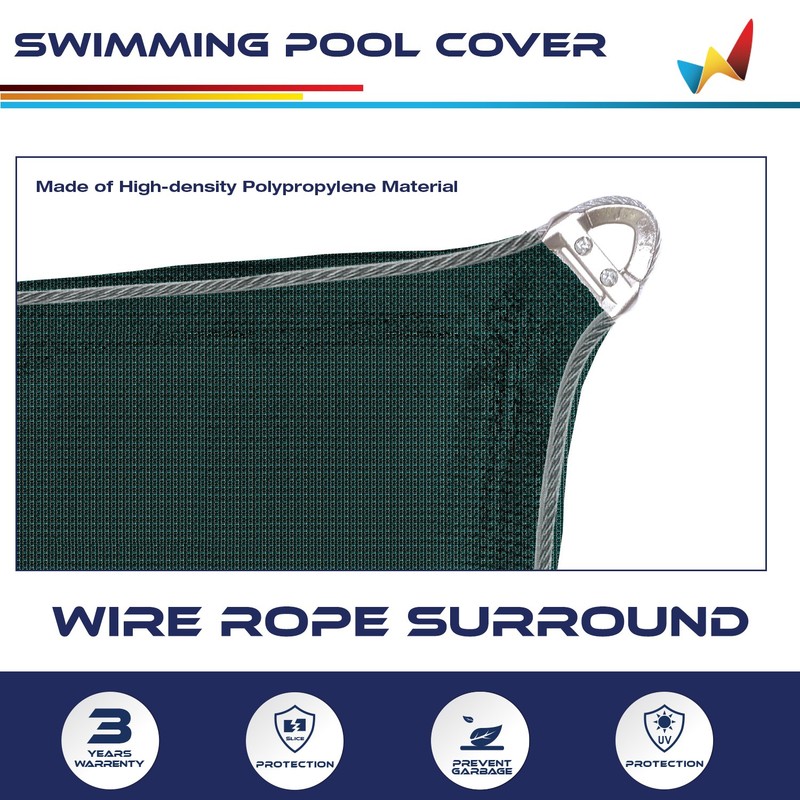 Wire Rope Rectangular Inground Swimming Pool Winter Cover Pool Safety-Green gallery