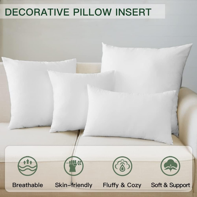 Pack of 4 Throw Pillow Inserts 12x20 Soft Fluffy Cushion Pads White Rectangular gallery