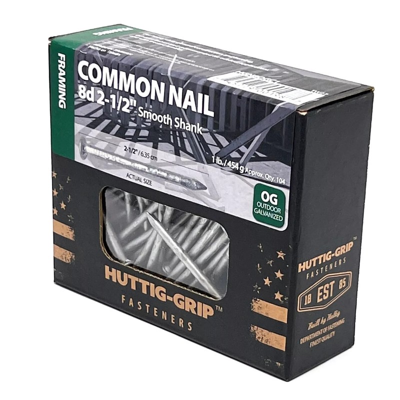 Huttig Grip 8d Framing Common Nail 2-1/2 in HGN8OGC1 Galvanized 1 lb 104 Nails gallery