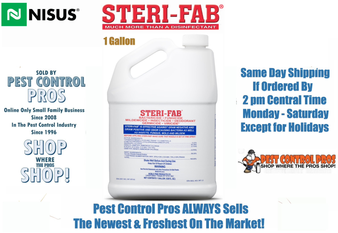 1 Gal Steri-fab Deodorizer Disinfectant Sanitizer Use on Mattress / Furniture gallery