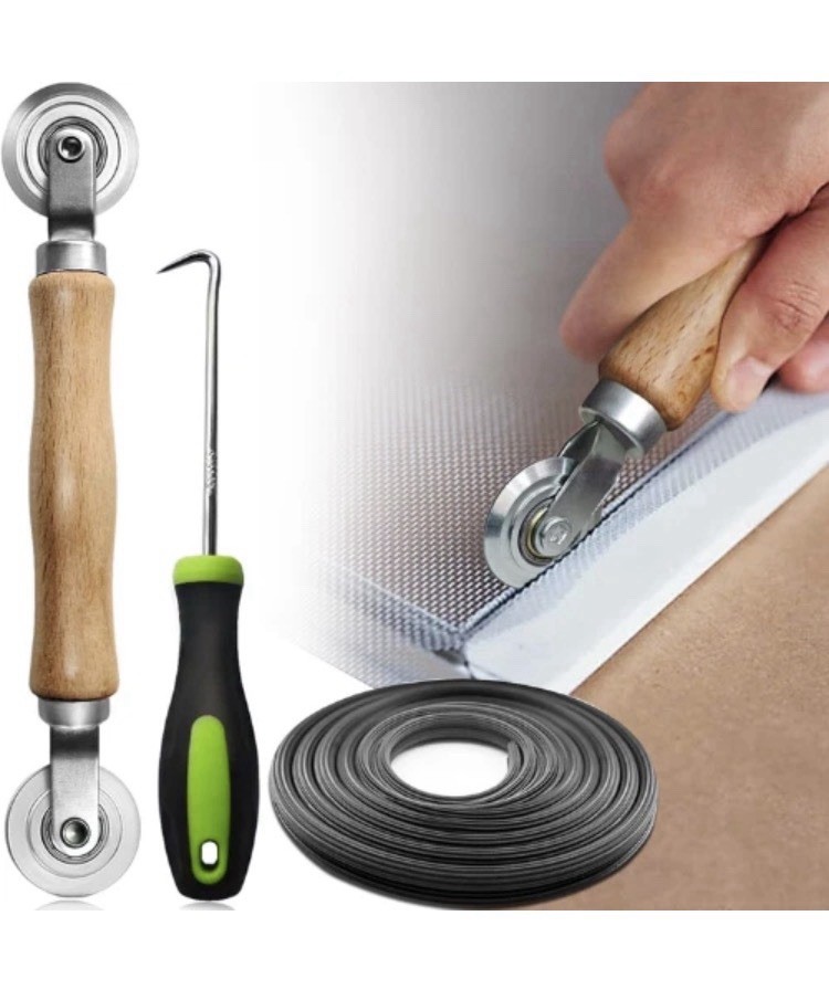 3-in-1 Window Screen Repair Kit Roller & Hook Tools w/ 32ft Spline 0.137in gallery