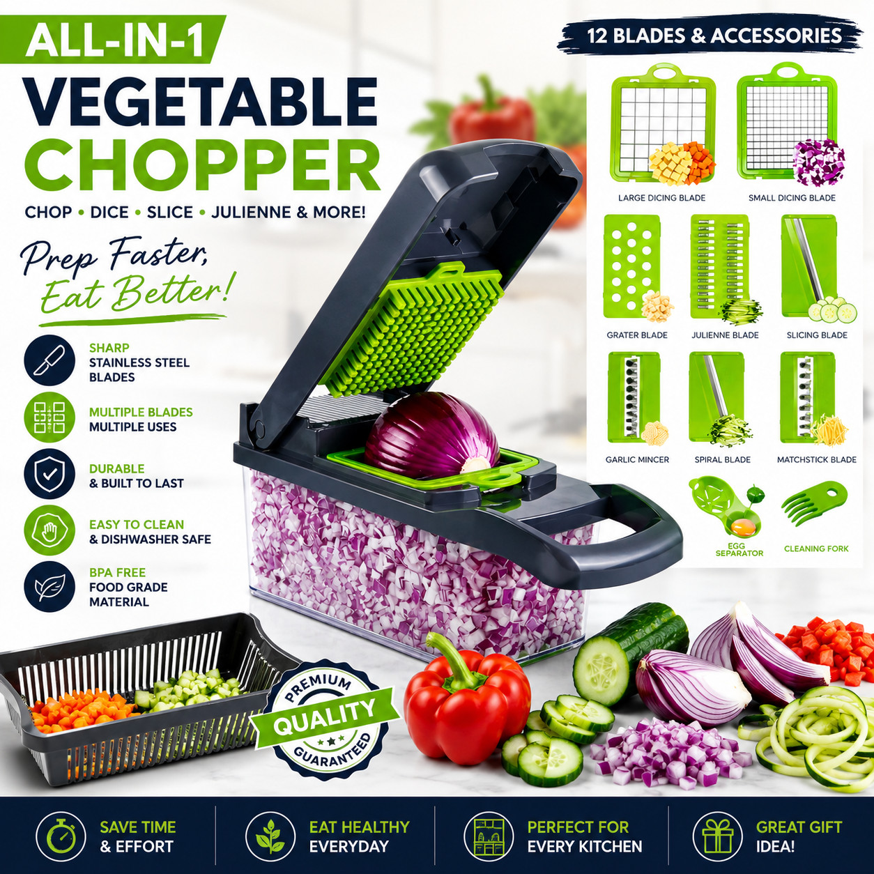 16 in 1 Vegetable Fruit Chopper Cutter Food Onion Veggie Dicer Slicer Kitchen US gallery
