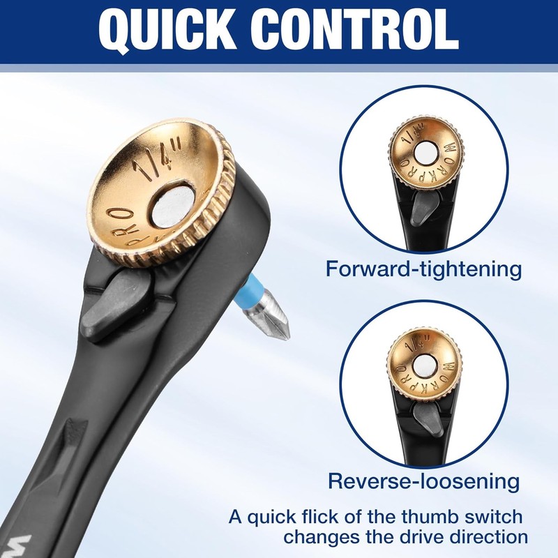 WORKPRO 34PC Offset Ratcheting Screwdriver Low Profile Ratchet Wrench Bit Socket gallery