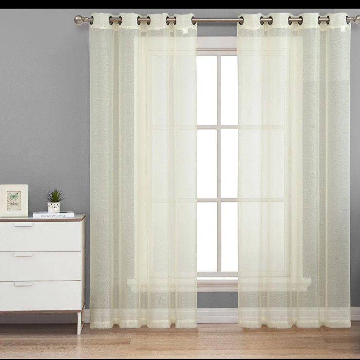 2PC GROMMET SOLID VOILE SHEER PANEL WINDOW CURTAIN TREATMENT DRAPE NEW DECOR gallery
