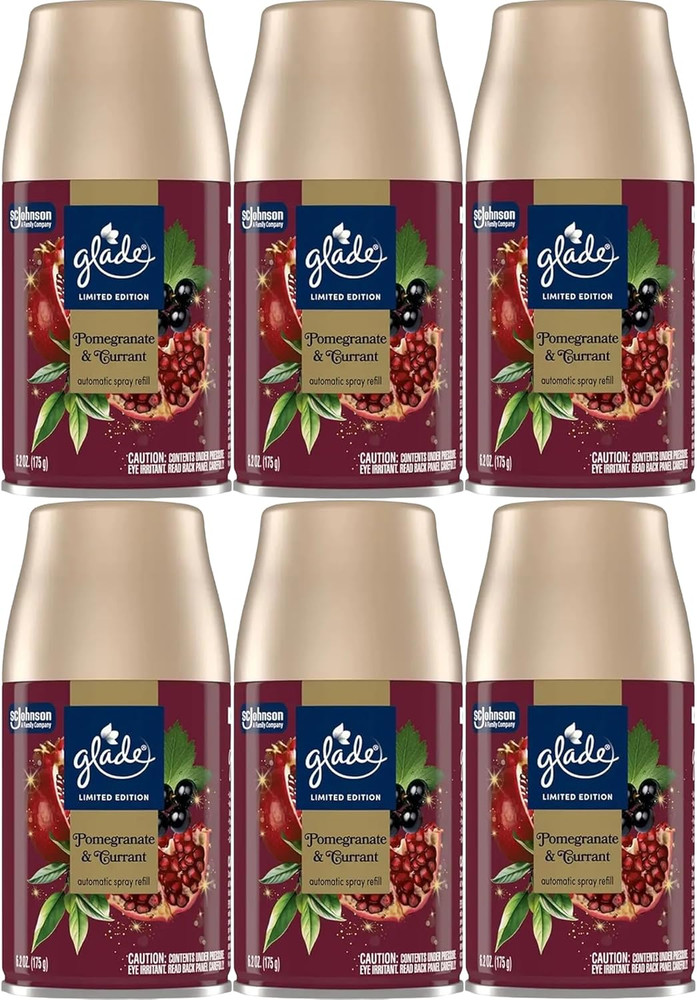 Automatic Spray Refill, Pomegranate & Currant, 6 Pack, Air Freshener Refill Can,