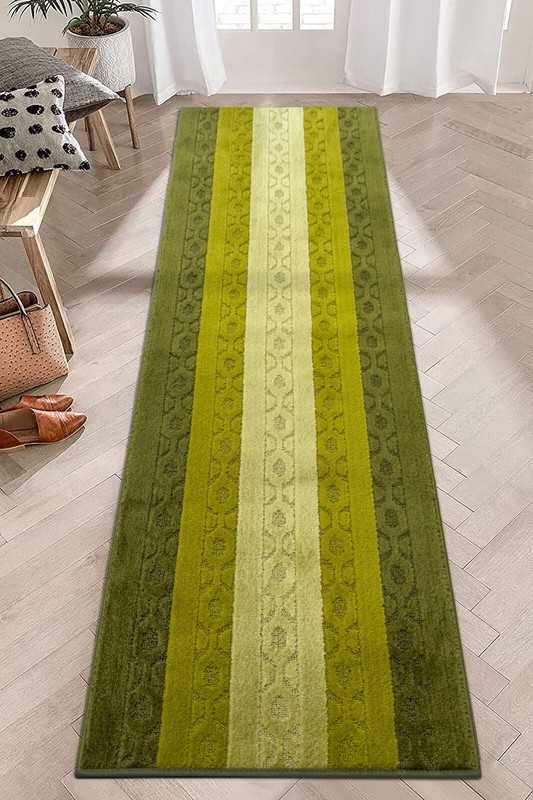 Non Skid, Machine Washable, Hallway, Kitchen Runner Rug, Custom Length, Green gallery