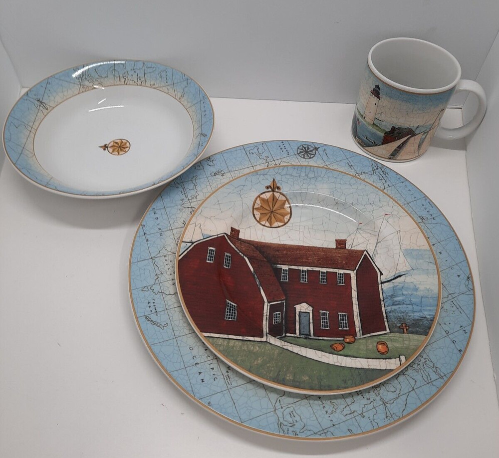 The Sakura Table Ware Lighthouse Harbor David Carter Brown 4pc Place Setting