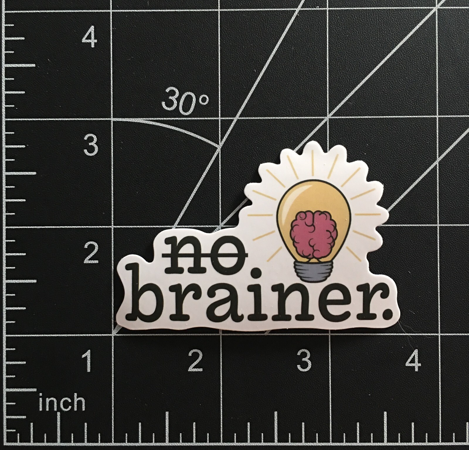 No Brainer Vinyl Sticker Light Bulb Pink Brain Funny Saying Cute Durable gallery