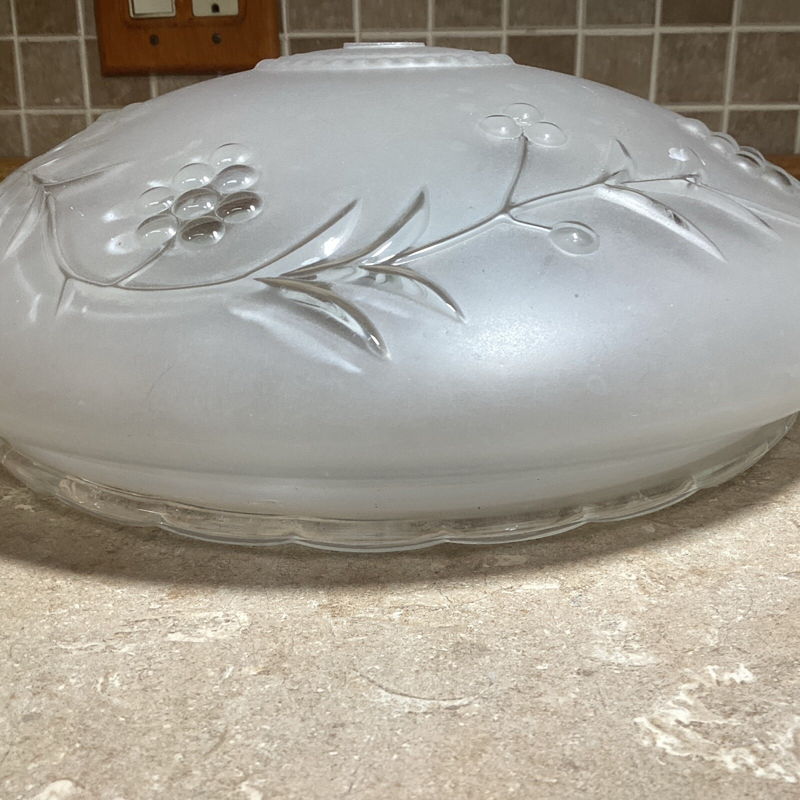 Grape Floral Ceiling Light Glass Shade -10” Fitter Base- Heavy- 3 1/2 Pounds gallery