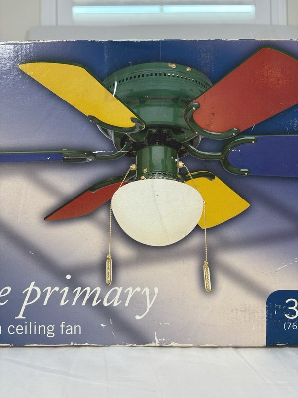 Restore & Restyle Petite Primary 30″ Multi-Color Ceiling Fan Green Finish New gallery