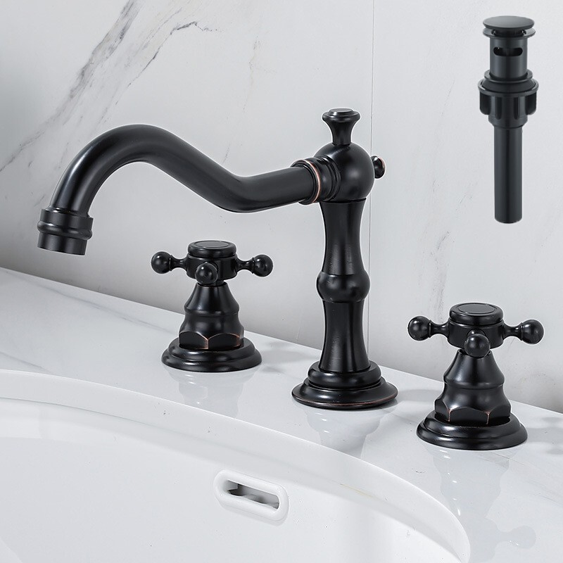 8'' Widespread Oil Rubbed Bronze Bathroom Sink Faucet 3 Hole Basin Mixer W/Drain gallery