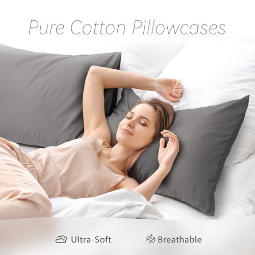 Queen Size Pillowcase Set - 500 Thread Count, 100% Cotton Sateen0" 2 Gray Fo2 gallery