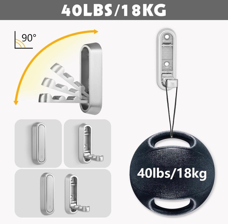 Foldable Wall Hook, 40 lbs Heavy Duty Screw Mounted, Screws NOT Included gallery