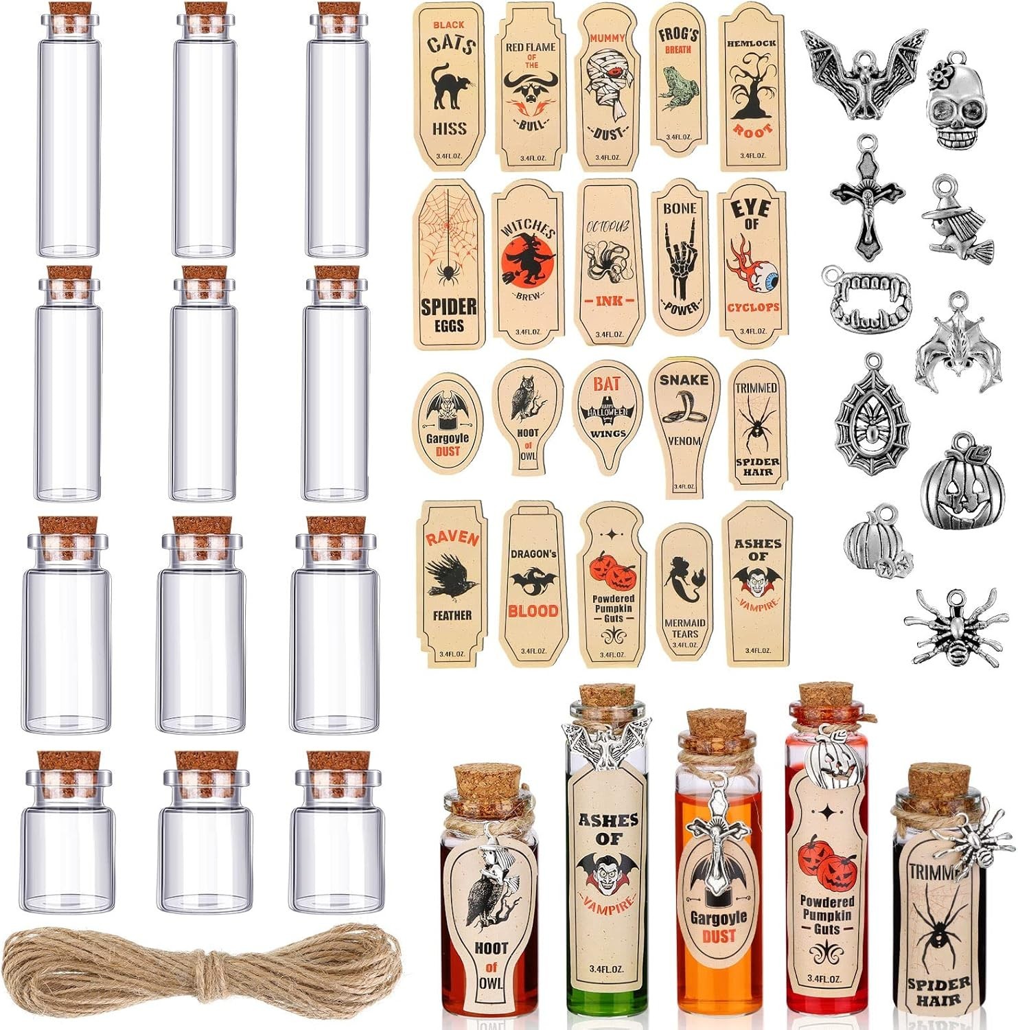 53 Pcs Halloween Mini Potion Bottles Set Including 12 5/10/15/20 ML gallery