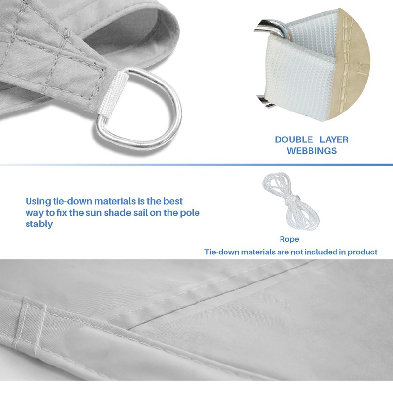 5-24ft Gray Waterproof Rectangle Sun Shade Sail Shelter Cover with 8" Kits Pool gallery