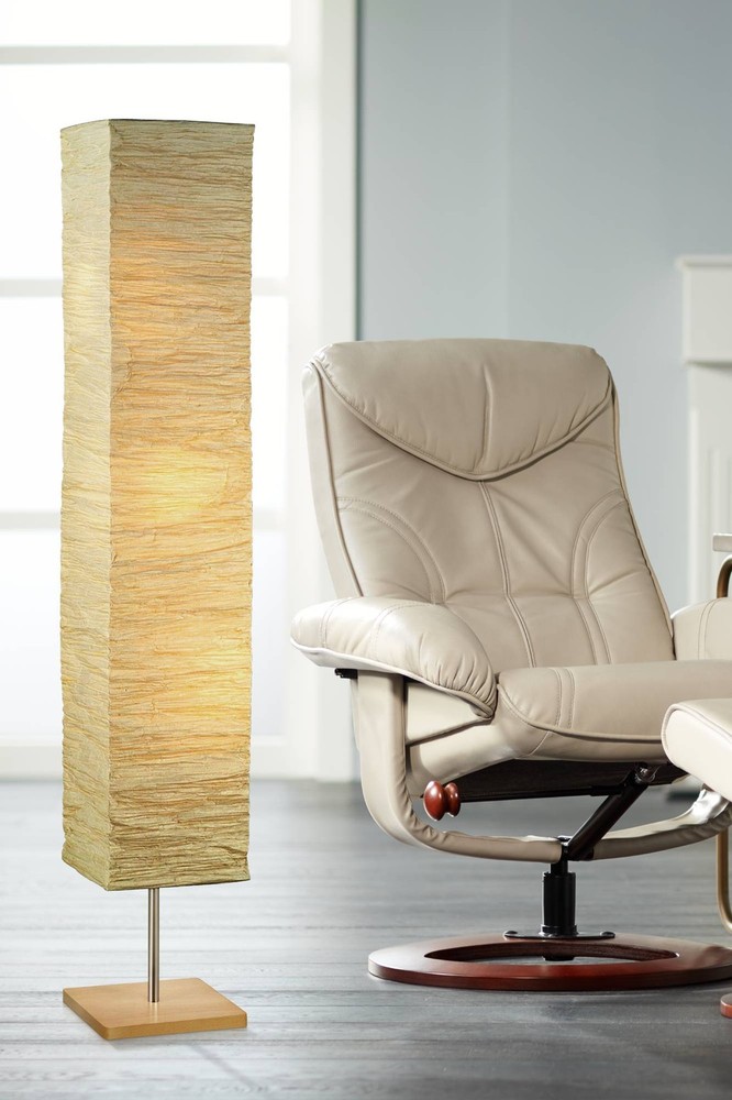Crinkle Paper 58" High Rectangular Shade Modern Floor Lamp