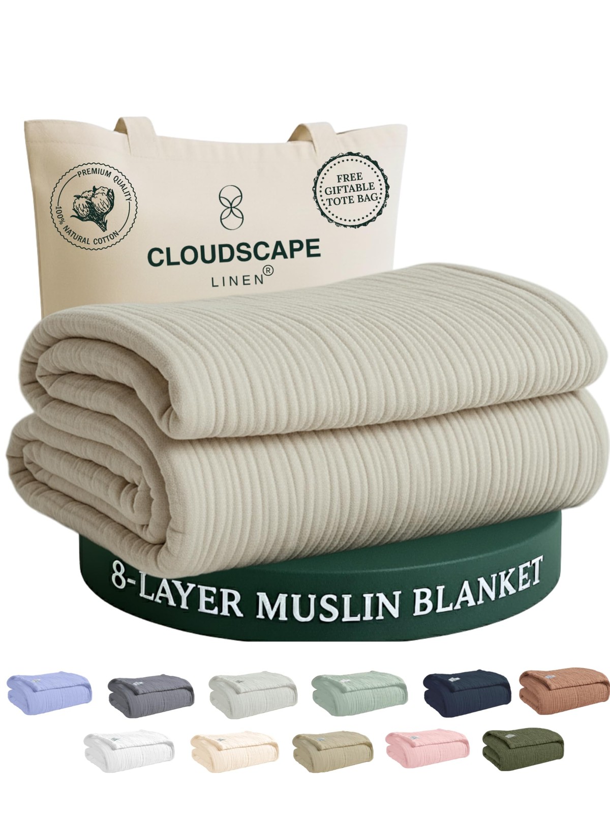 CLOUDSCAPE 8 Layer Muslin Blanket for Adults - 100% Cotton Gauze Muslin Blank... gallery