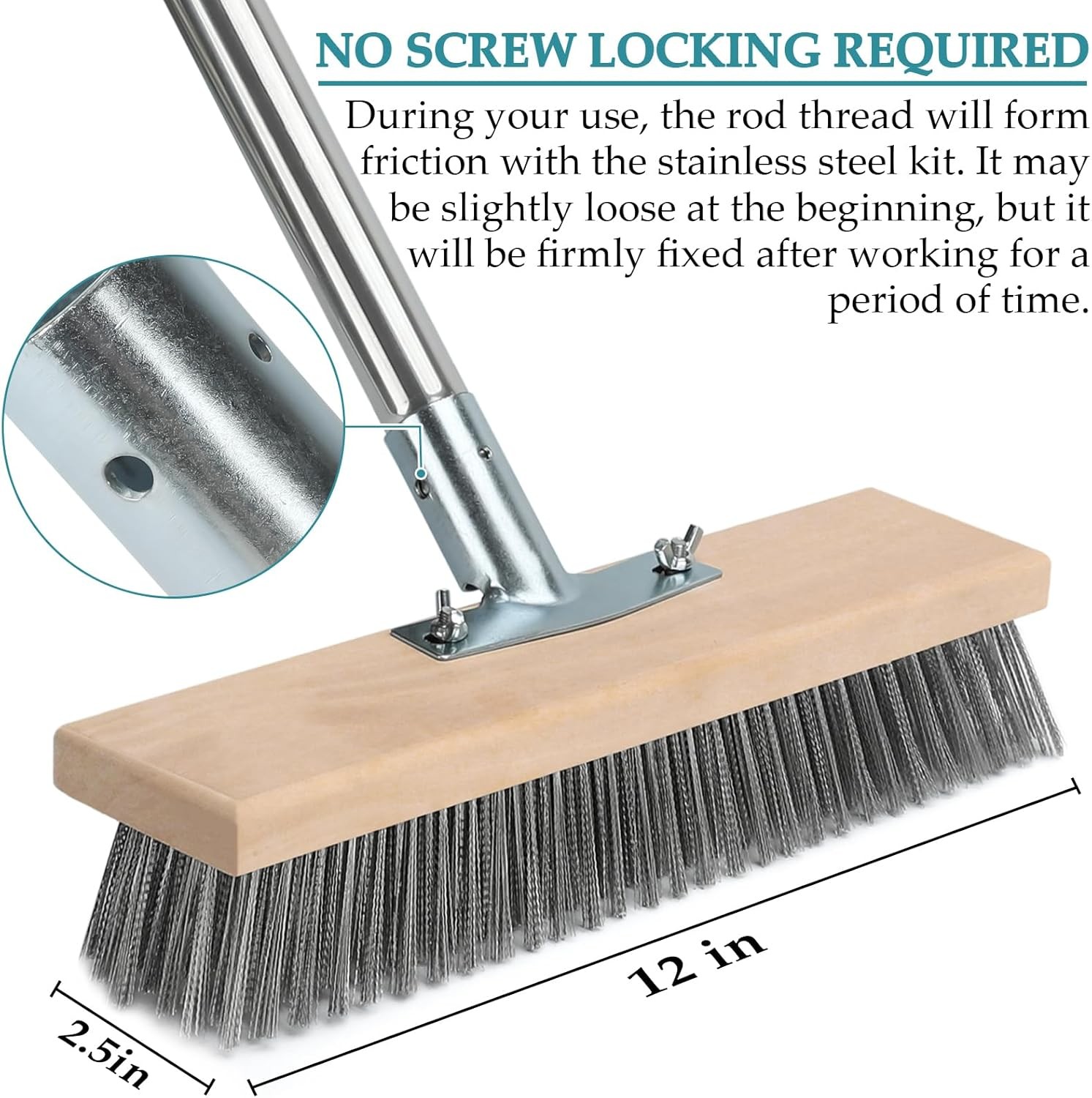 Stainless Steel Deck Scrub Brush with Long Handle Outdoor Broom for Concrete gallery