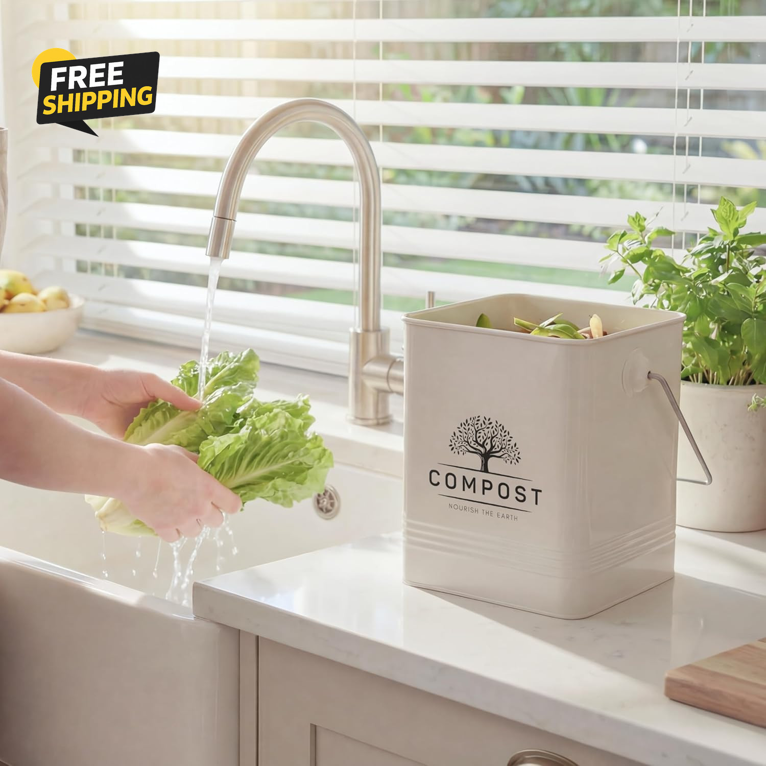 Kitchen Compost Bin, 1.7 Gallon Countertop Compost Bin with Lid, Indoor Compost gallery