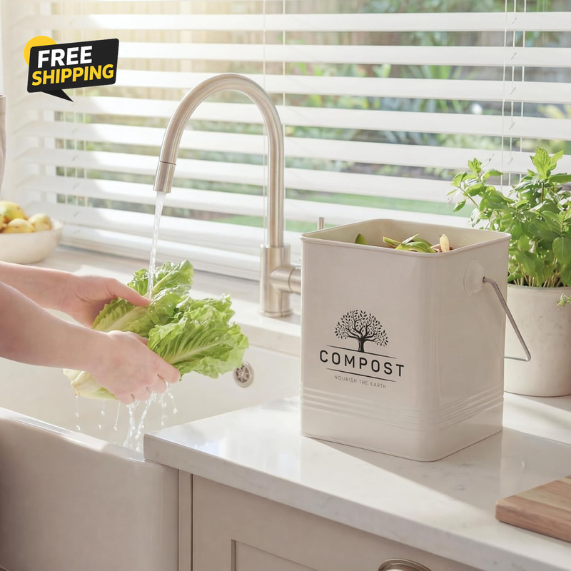 Kitchen Compost Bin, 1.7 Gallon Countertop Compost Bin with Lid, Indoor Compost gallery