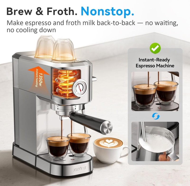 Espresso Machine Coffee Maker with Milk Frother and 42oz Water Tank gallery