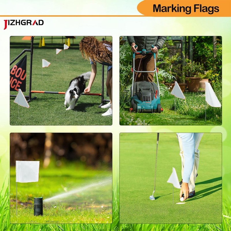 200Pack White Marking Flags, 15x4x5 Inch Marker Flags Use for Yard & Lawn, Bo... gallery