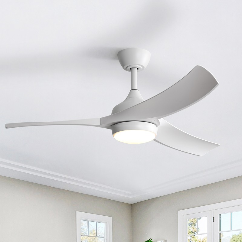 Sofucor 52in Simple White Ceiling Fan w/ 3 Downrods/3 Color Light/Remote Bedroom gallery