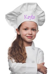 White Personalized Kids Chef Hat made from High Quality Cotton/Twill Fabric