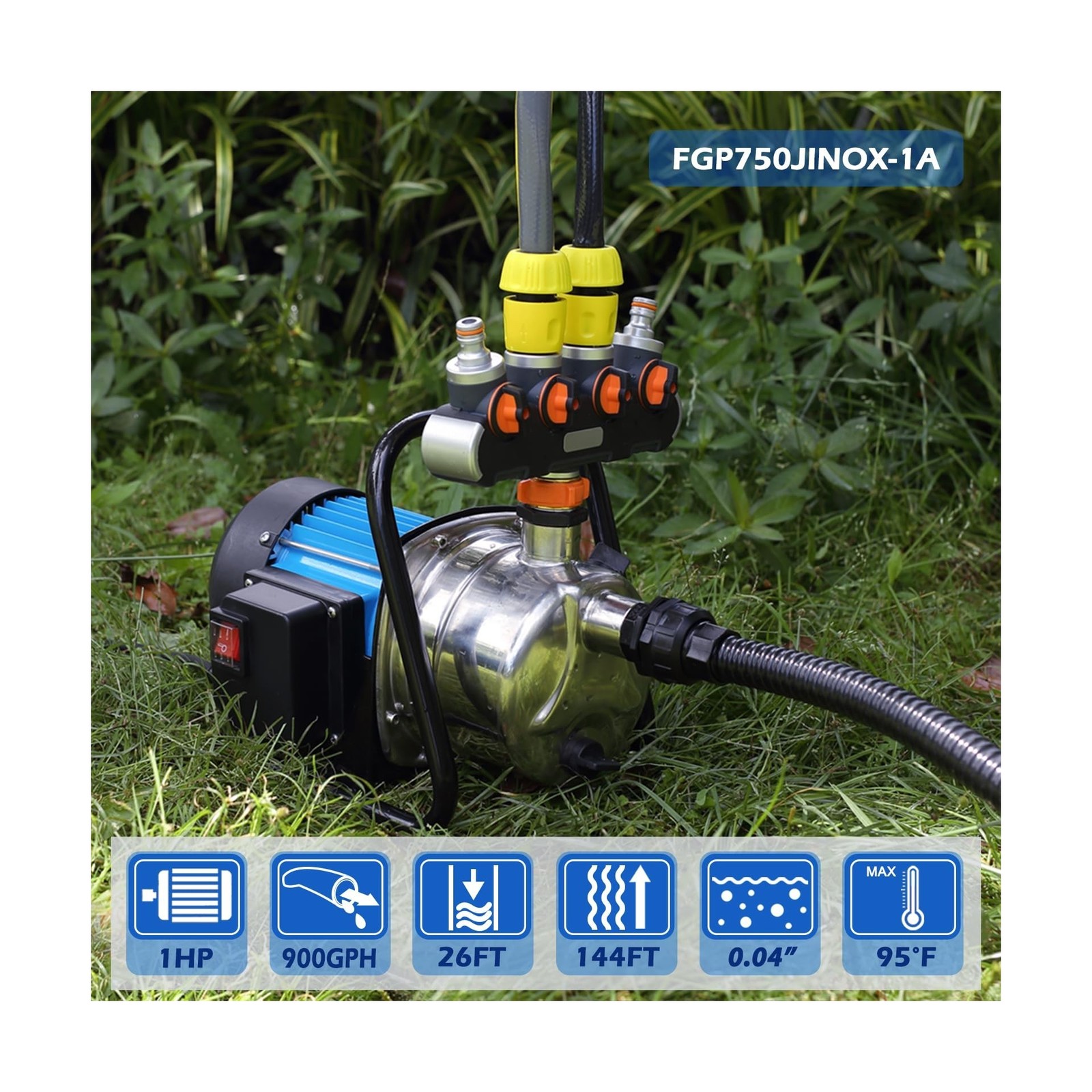 FLUENTPOWER 1HP Portable Garden Transfer Pump, 900GPH Electric Sprinkler Boos... gallery