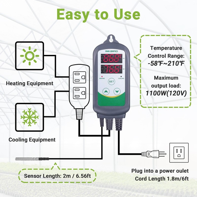 Inkbird Temperature Controller Outlet ITC-308S NTC Sensor Removable Heat Cool US gallery