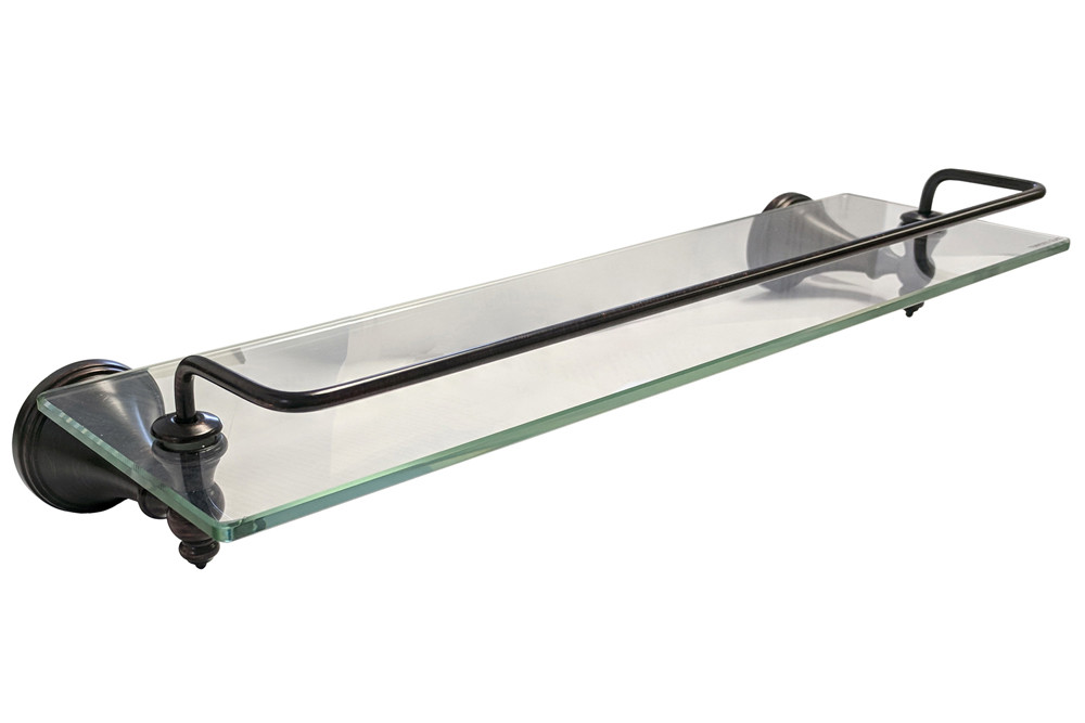 House Guard Hardware Satin Nickel Bathroom Accessories 18" x 6" Glass Shelf Bath gallery