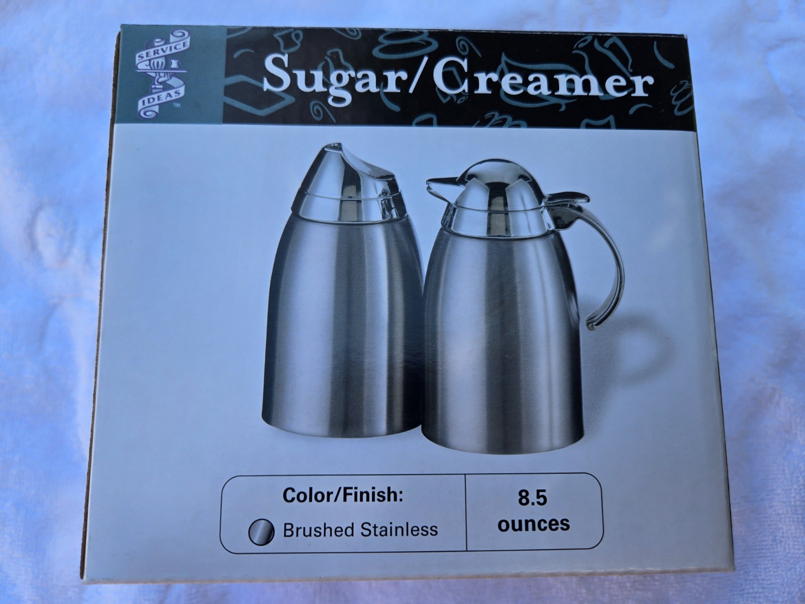 Service Ideas SSC85 Sugar and Creamer Set 8oz 18/8 Stainless Steel New In Box gallery
