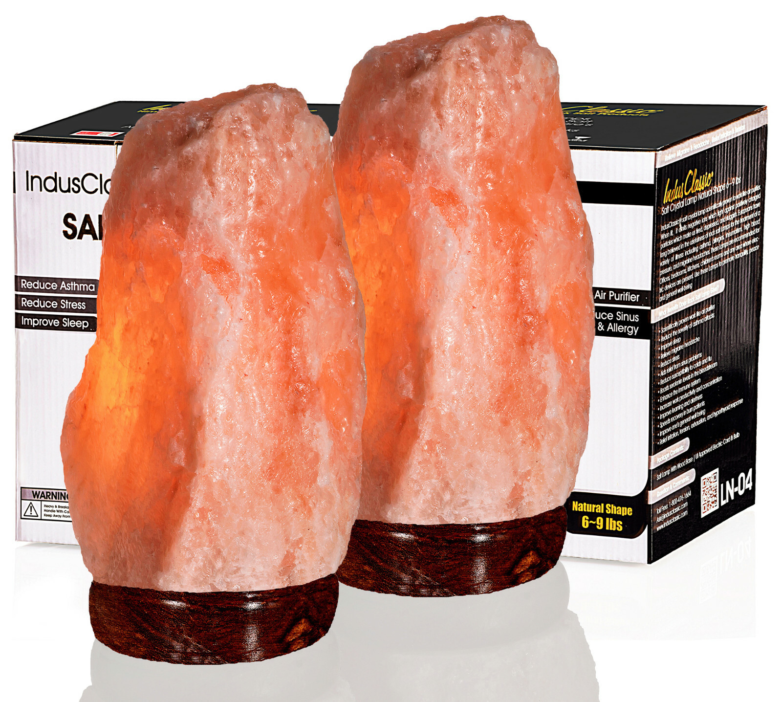 IndusClassic Natural Himalayan Crystal Salt Lamp Air Purifier 6~9 Lbs Set of 2 gallery