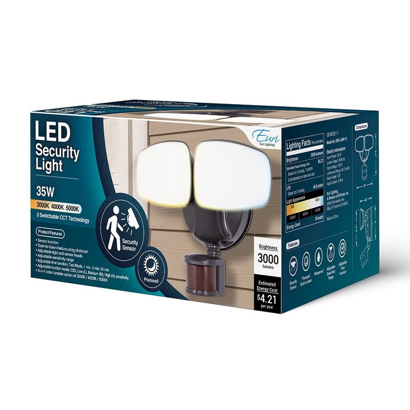 Euri Lighting ESFL-35W110, Integrated Outdoor CCT Tunable (3K/4K/5K) Security... gallery